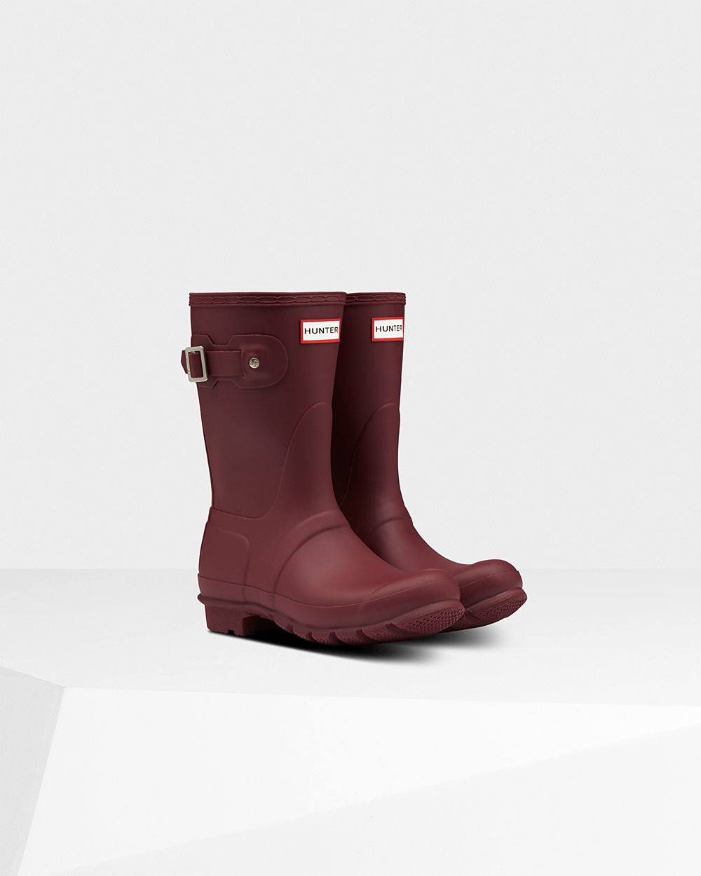 Womens Hunter Original - Short Rain Boots Grey Red - 3650-YWHFV